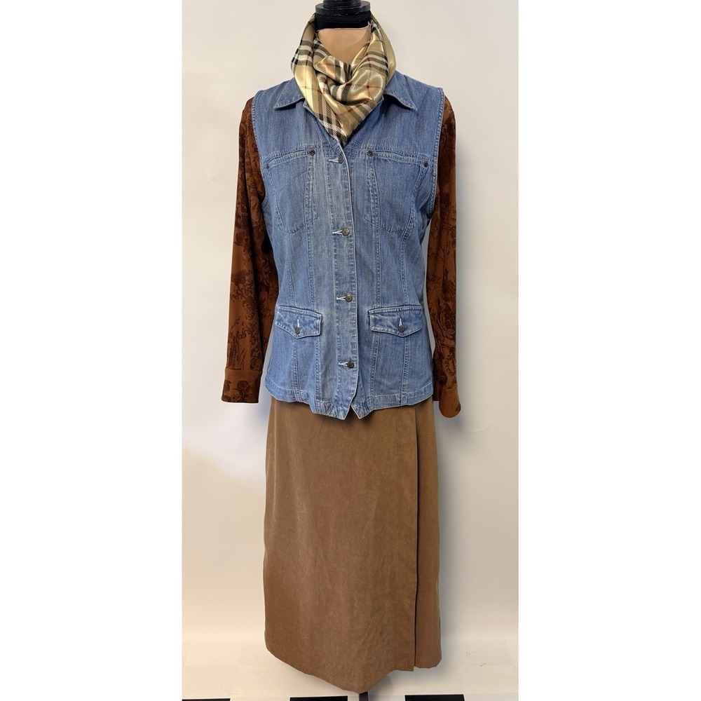 Vintage Hunt Club Womens Denim Vest Equestrian 100% Cotton Medium Classic Preppy